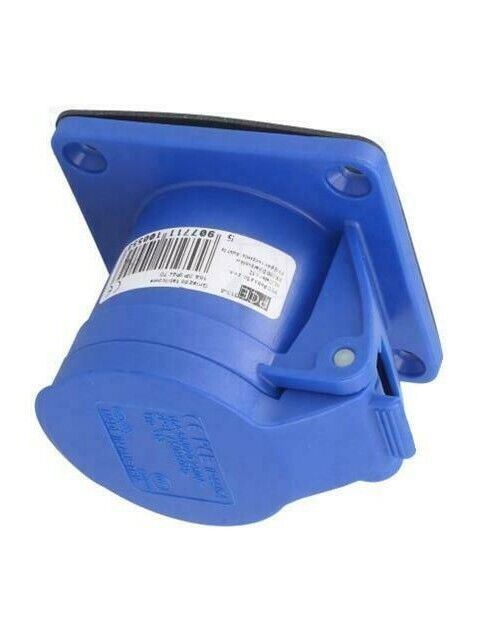 32A 240V Panel Mounted Socket 32 Amp IP44 PCE 230V / 240 Volt Blue 3001699