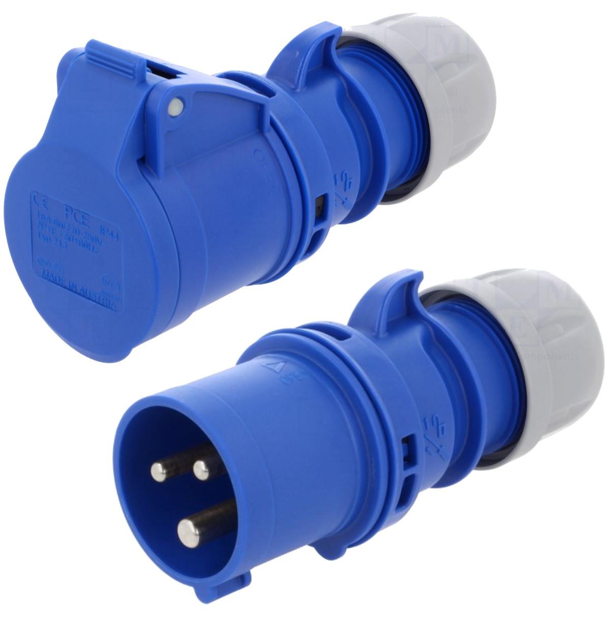 14M Heavy Duty 2.5mm 16A Blue Extension Lead Site Plug to 16A Trailing Socket