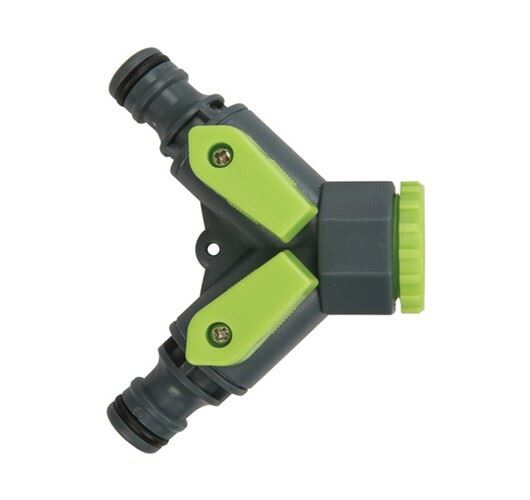Garden Hose Pipe 2 Way Tap Quick Connector 3/4" BSP to 1/2" Male Shut Off Valve