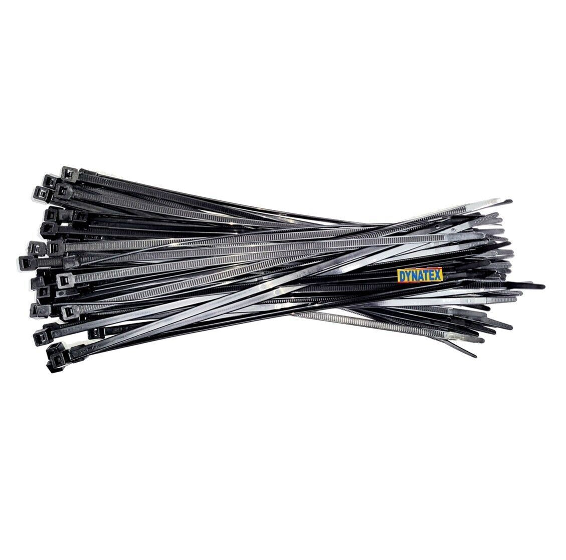 Cable Zip Ties 100 Secure Strap Black Plastic 300mm x 4.8mm Cable Heavy Duty
