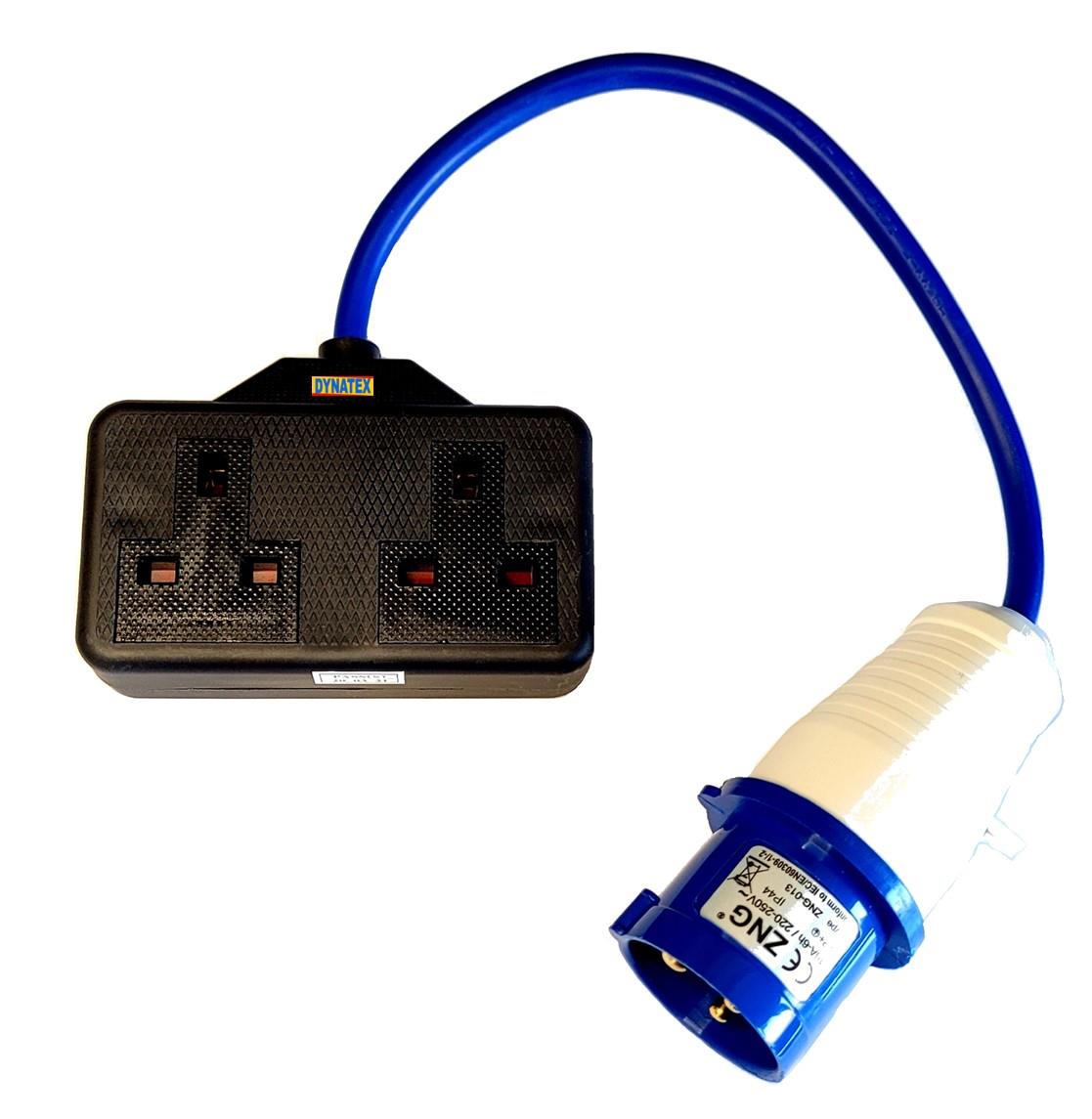 16 Amp Generator Fly Lead Twin 13A Socket Mains Hook Up Caravan Cable 3001286 1x655/404/064