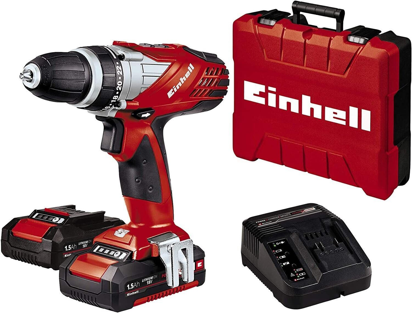 Cordless Drill 18 Volt Case 2 Batteries & Charger Kit Einhell TE-CD 18 Li NEW