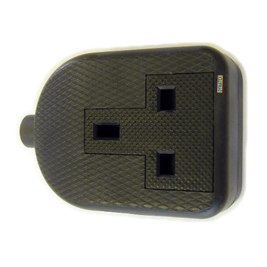 13 Amp Electric Hard Rubber Socket 13A Heavy Duty Mains Electrical 3 Pin 13A Black 3001061