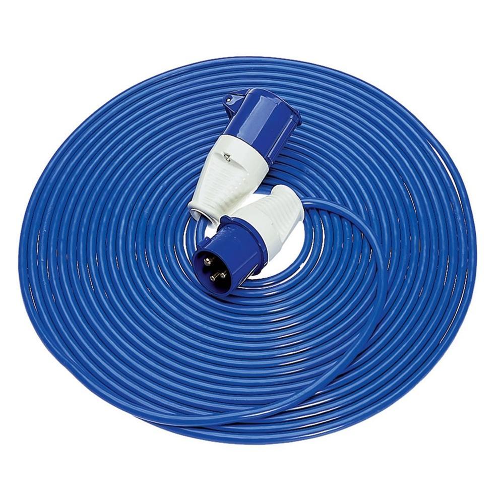 14M Heavy Duty 2.5mm 16A Blue Extension Lead Site Plug to 16A Trailing Socket