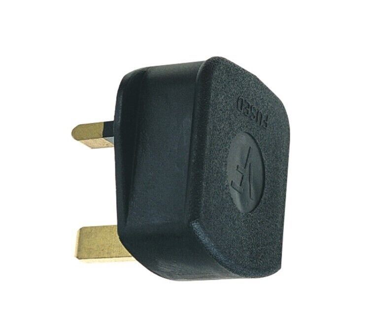 13A Plug For Socket Extension Lead 13 Amp Black Plastic 3 Pin Domestic Appliance 3001081