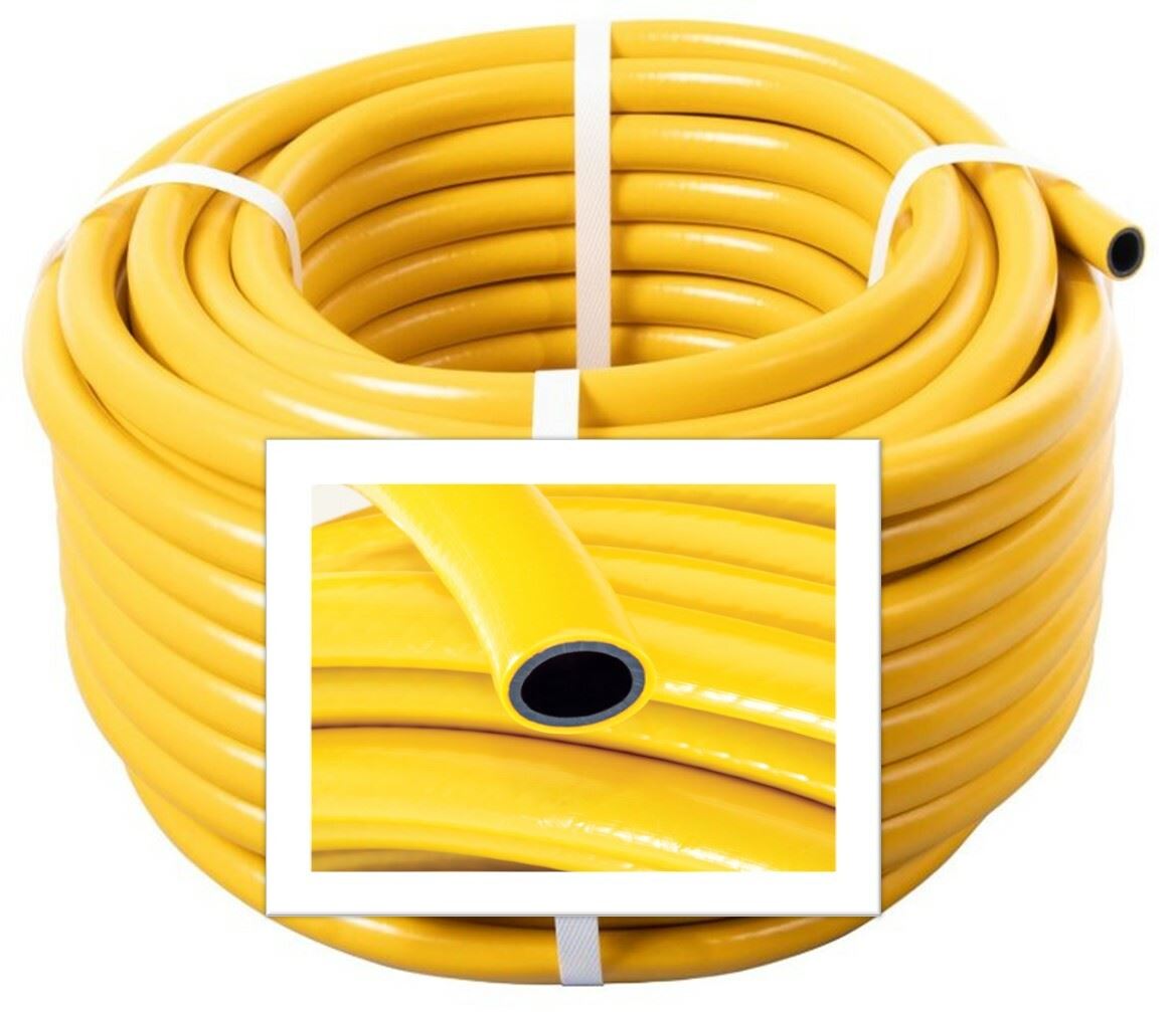 15m Anti Kink Garden Hose 13mm Yellow Reinforced Water Hose Pipe Heavy Duty