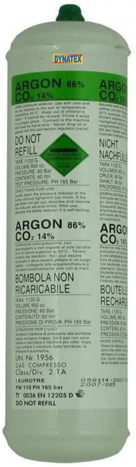 Argon Pure Disposable Welding Mig Gas Bottle Welders 60 Litre For Mini Regulator 4002261