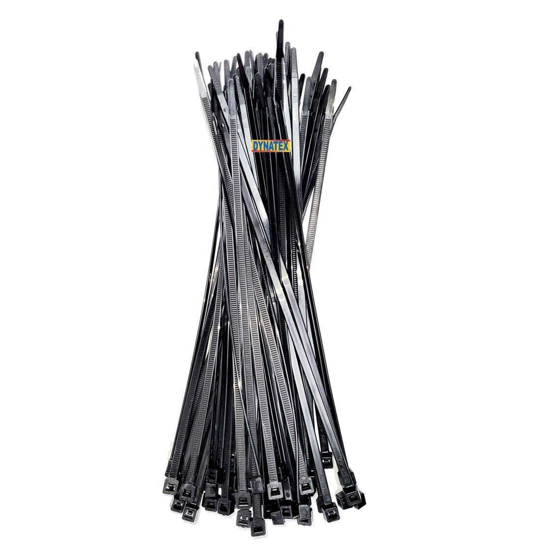 Cable Zip Ties 100 Secure Strap Black Plastic 300mm x 4.8mm Cable Heavy Duty