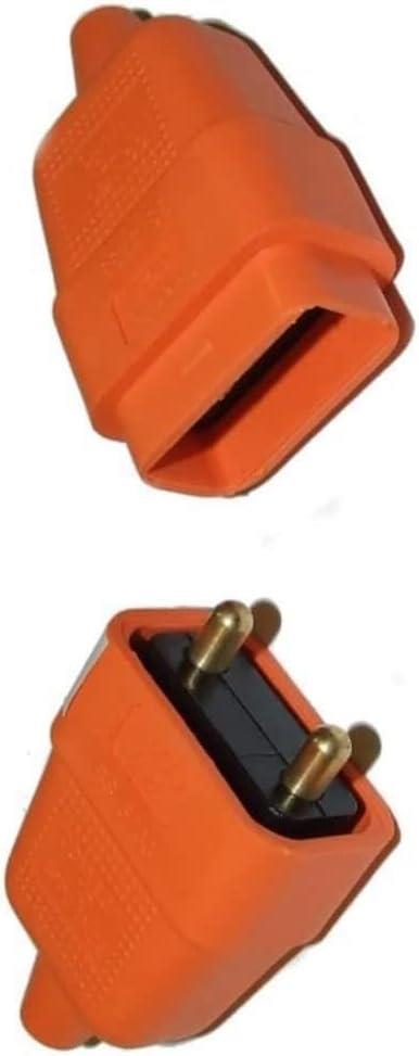 2 Pin Orange Rubber Lawnmower Strimmer Garden Plug Socket Connector 10A Amp 3001087