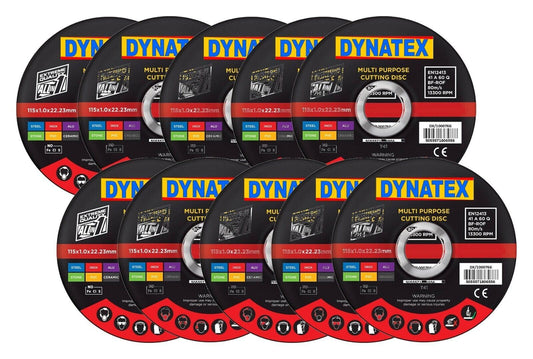 Cutting Disc Ultra Thin 10 Pack Multi Purpose 115mm OD 1mm x Thin 22.2mm ID 1000767 10X66