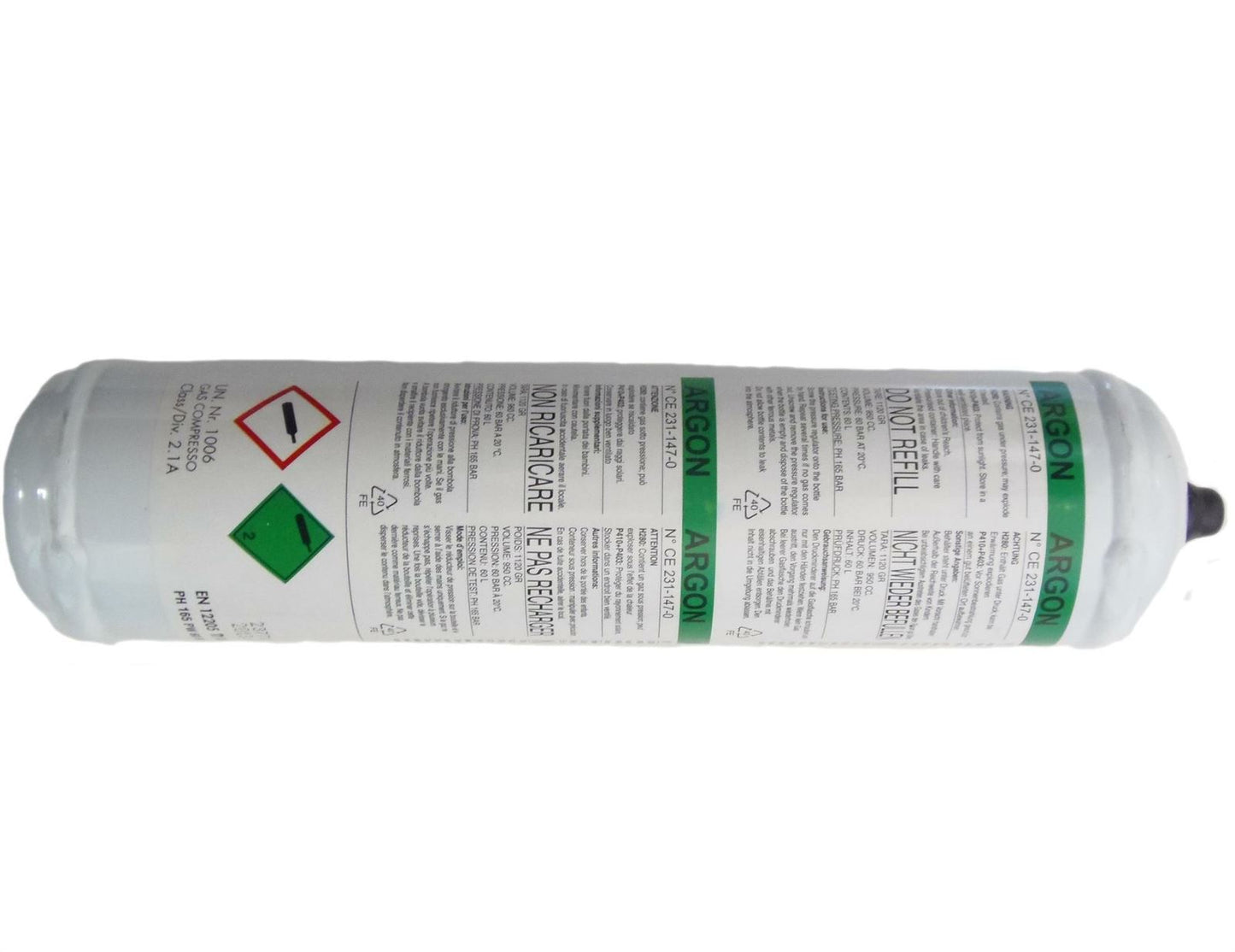 Argon Pure Disposable Welding Mig Gas Bottle Welders 60 Litre For Mini Regulator 4002261