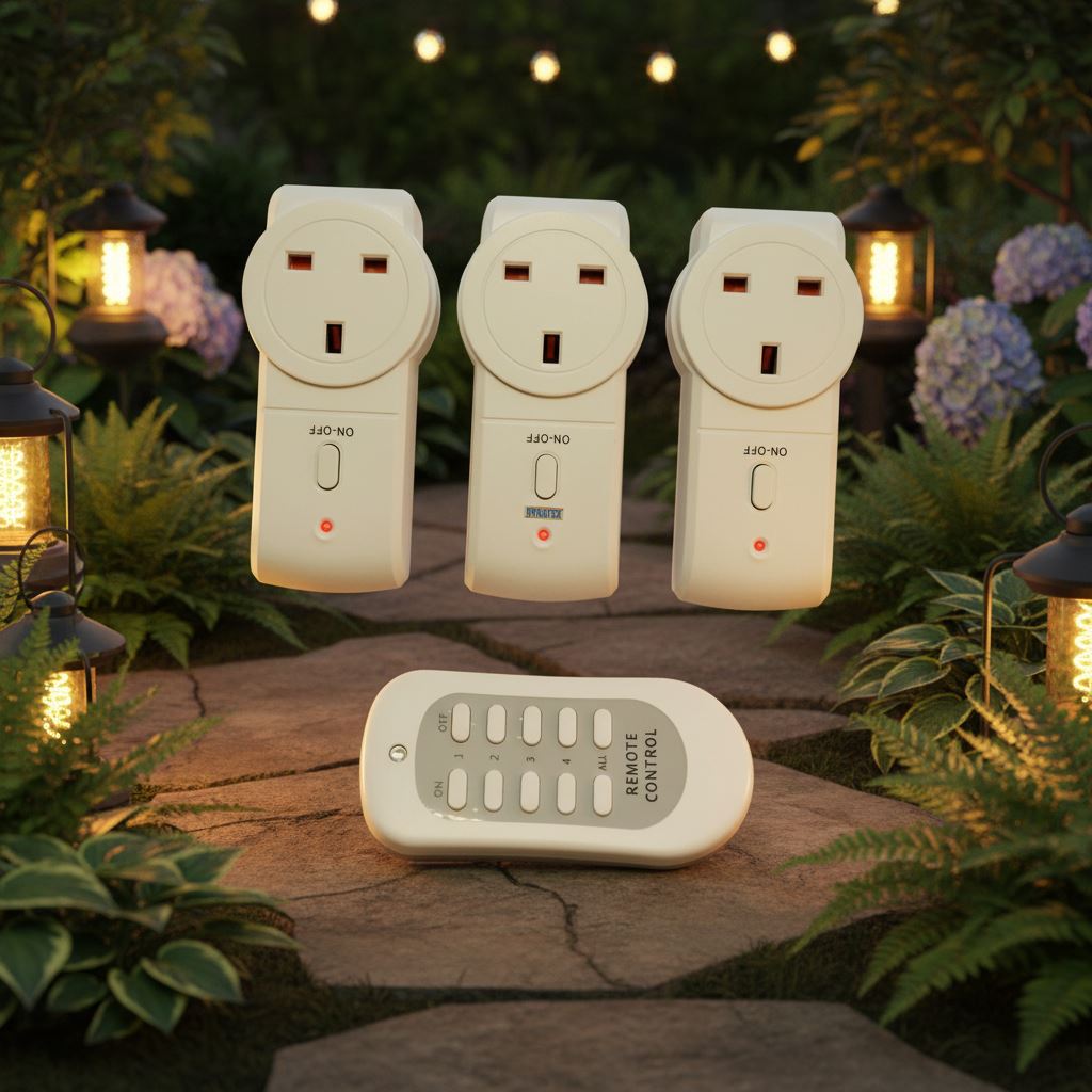 Wireless Remote Control Sockets 3 Electrical 3 Pin Plug 4 Programmable Channels