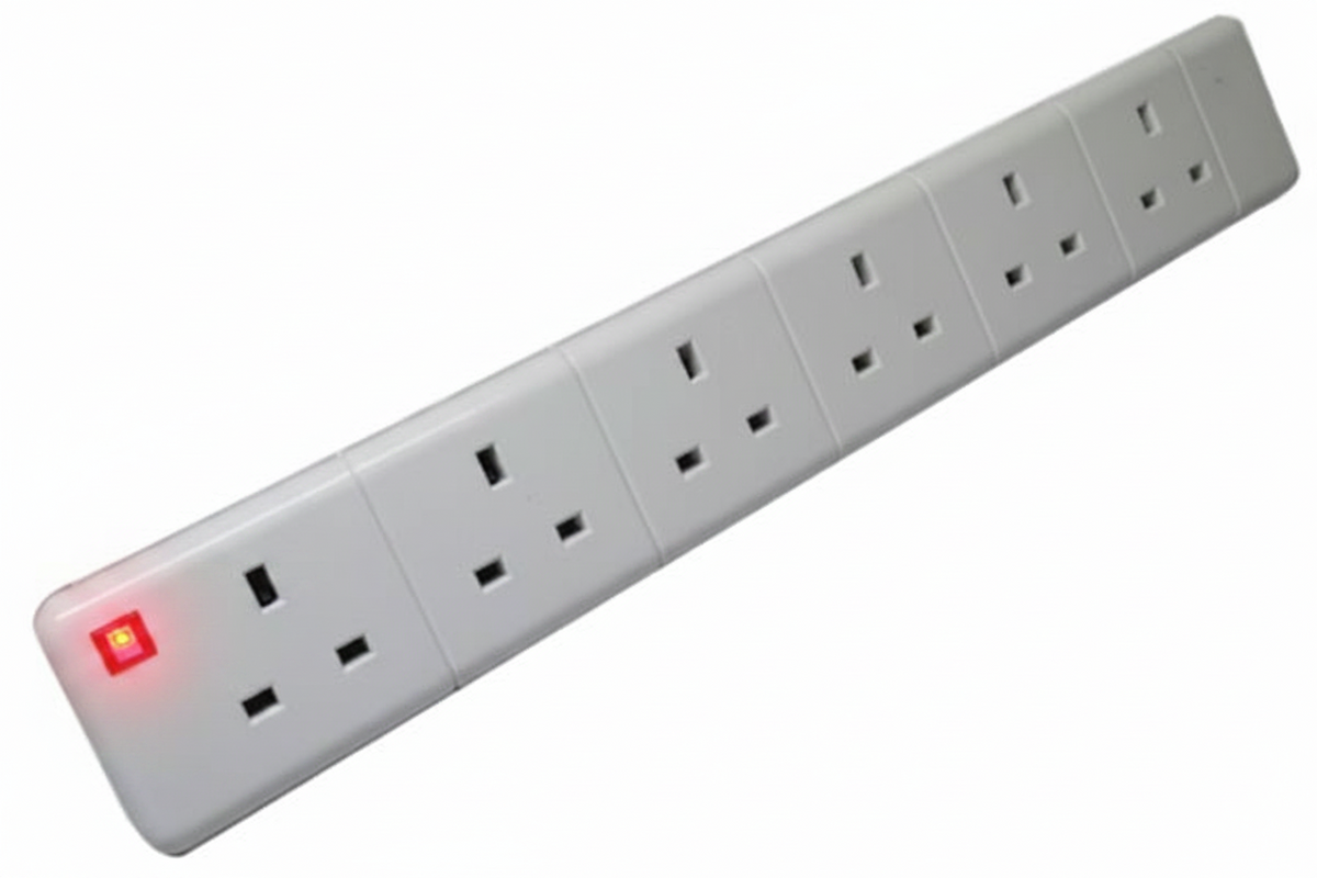 Socket 6 Gang 240 Volt For Extension Power Socket Re-wireable White 240V UK 3001079