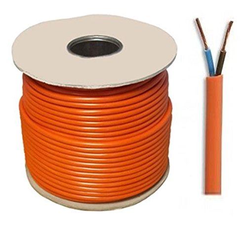 Orange 3182Y 2 Core 1mm 10 Amp PVC Flexible Cable Cut To Length Flex Lawn Mower Lead (10 Meters)
