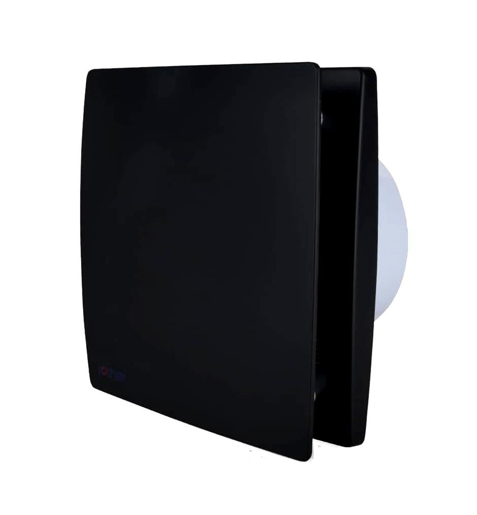 Black Bathroom Extractor Fan 4" Flat Panel Silent Ventilation Timer Wall Ceiling 150459