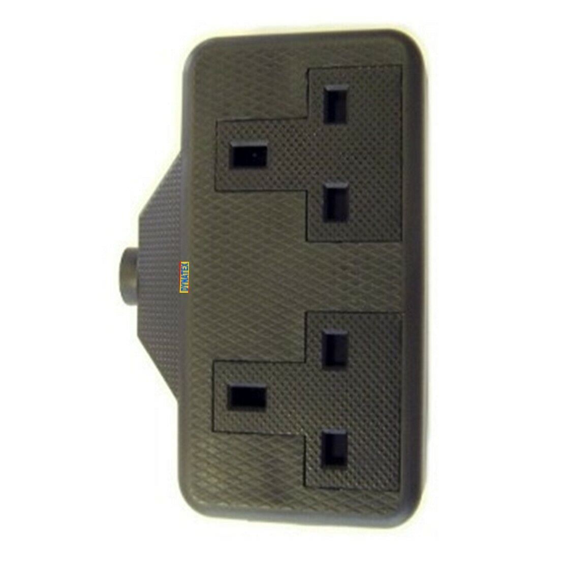 13 Amp Electric Hard Rubber Twin Socket 13A Heavy Duty Mains Electrical 3 Pin 3001064
