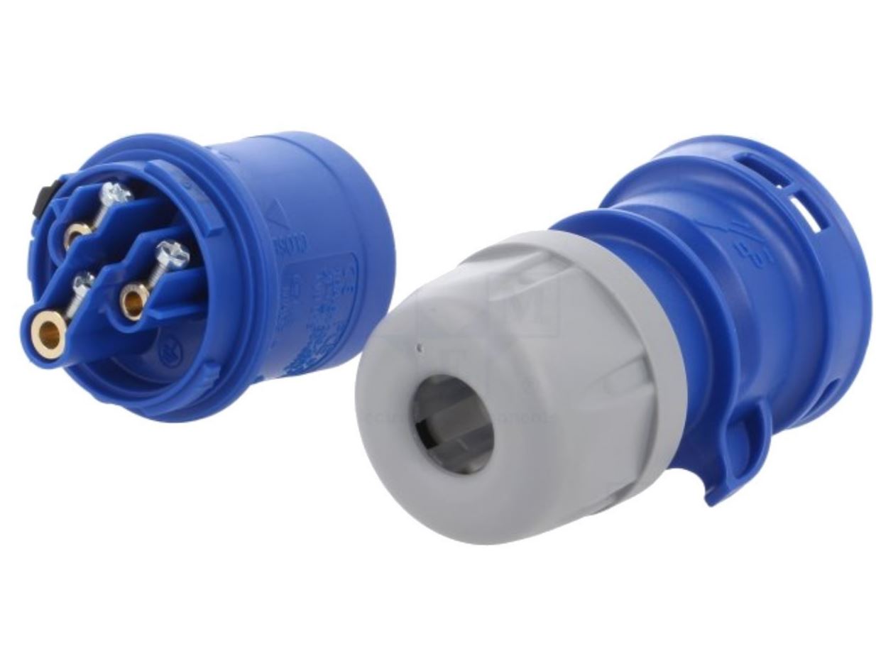 16 Amp PCE Plug Ceeform Male 16A IP44 230v 240v Blue Trailing 16 Amp Hook-up
