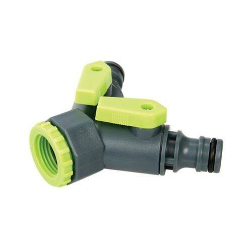 Garden Hose Pipe 2 Way Tap Quick Connector 3/4" BSP to 1/2" Male Shut Off Valve