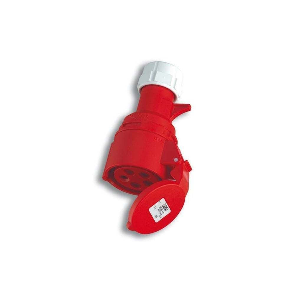 Trailing Socket 415v 32a 4 Pin Red 3 Phase Garage Workshop Site Socket 3001685