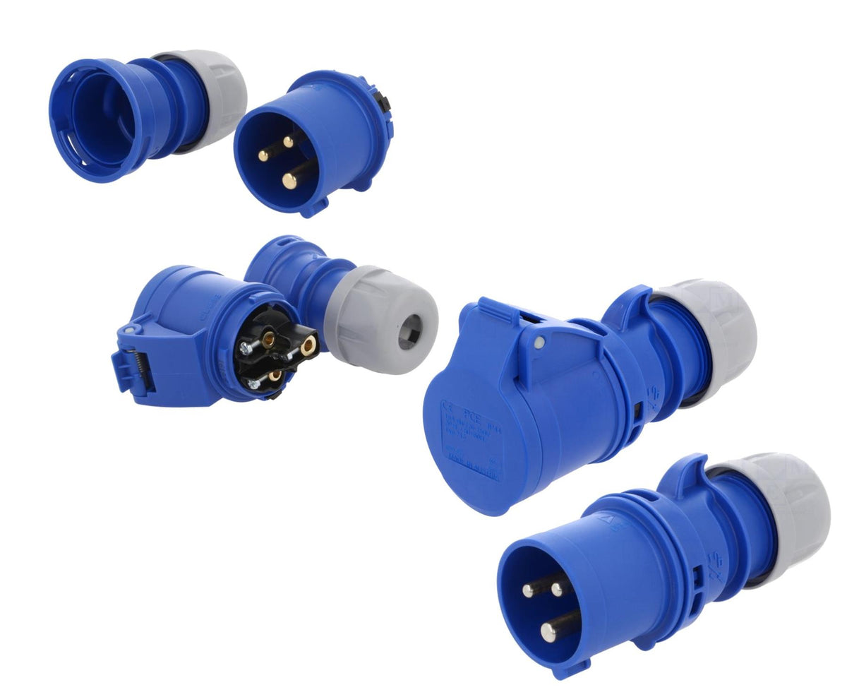 14M Heavy Duty 2.5mm 16A Blue Extension Lead Site Plug to 16A Trailing Socket