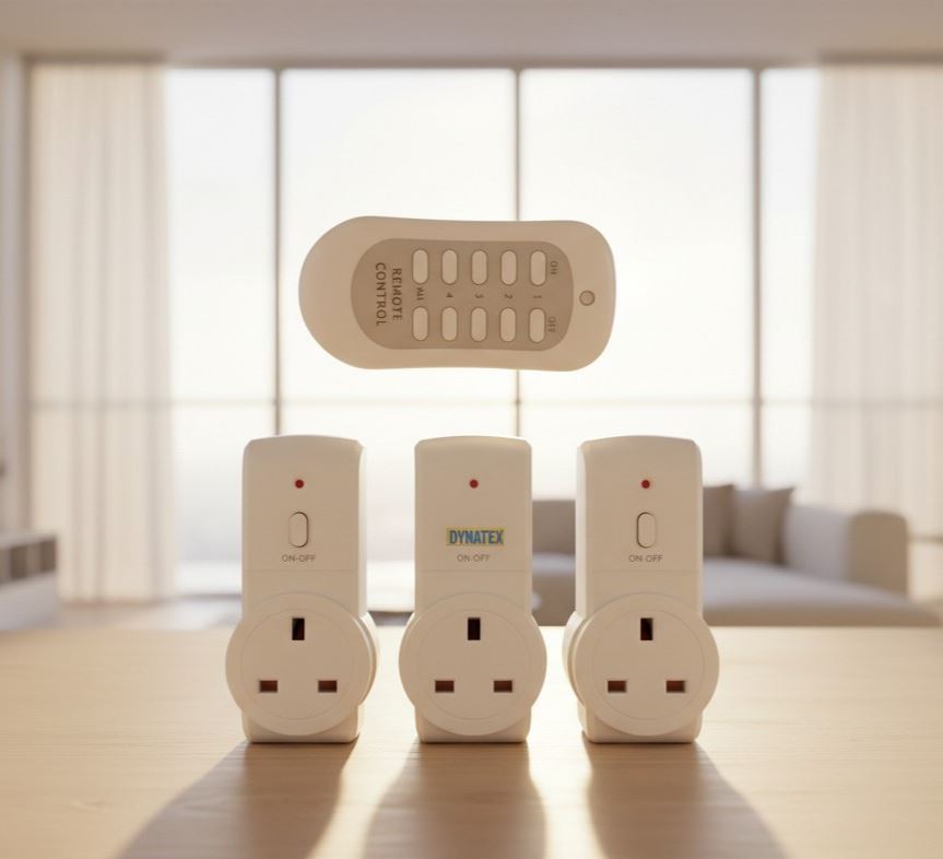 Wireless Remote Control Sockets 3 Electrical 3 Pin Plug 4 Programmable Channels