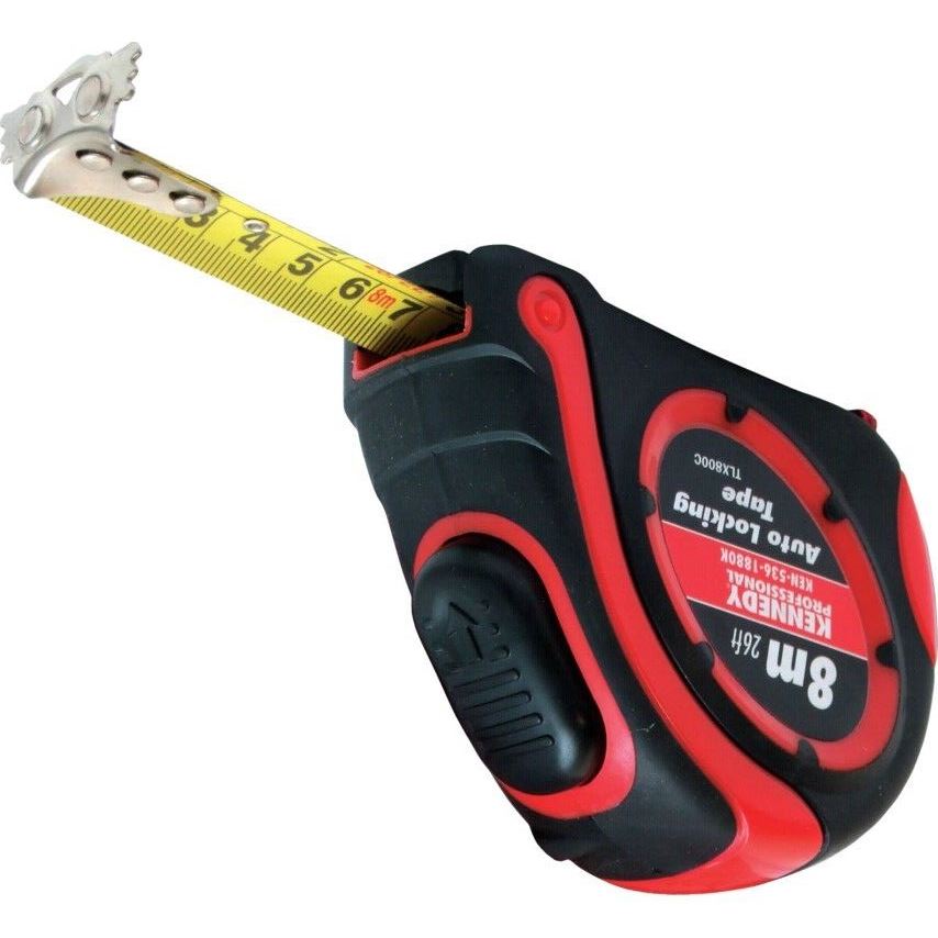 8 M Auto Locking Tape Measure Double Sided Steel Nylon Coated Magnetic Tip Metre