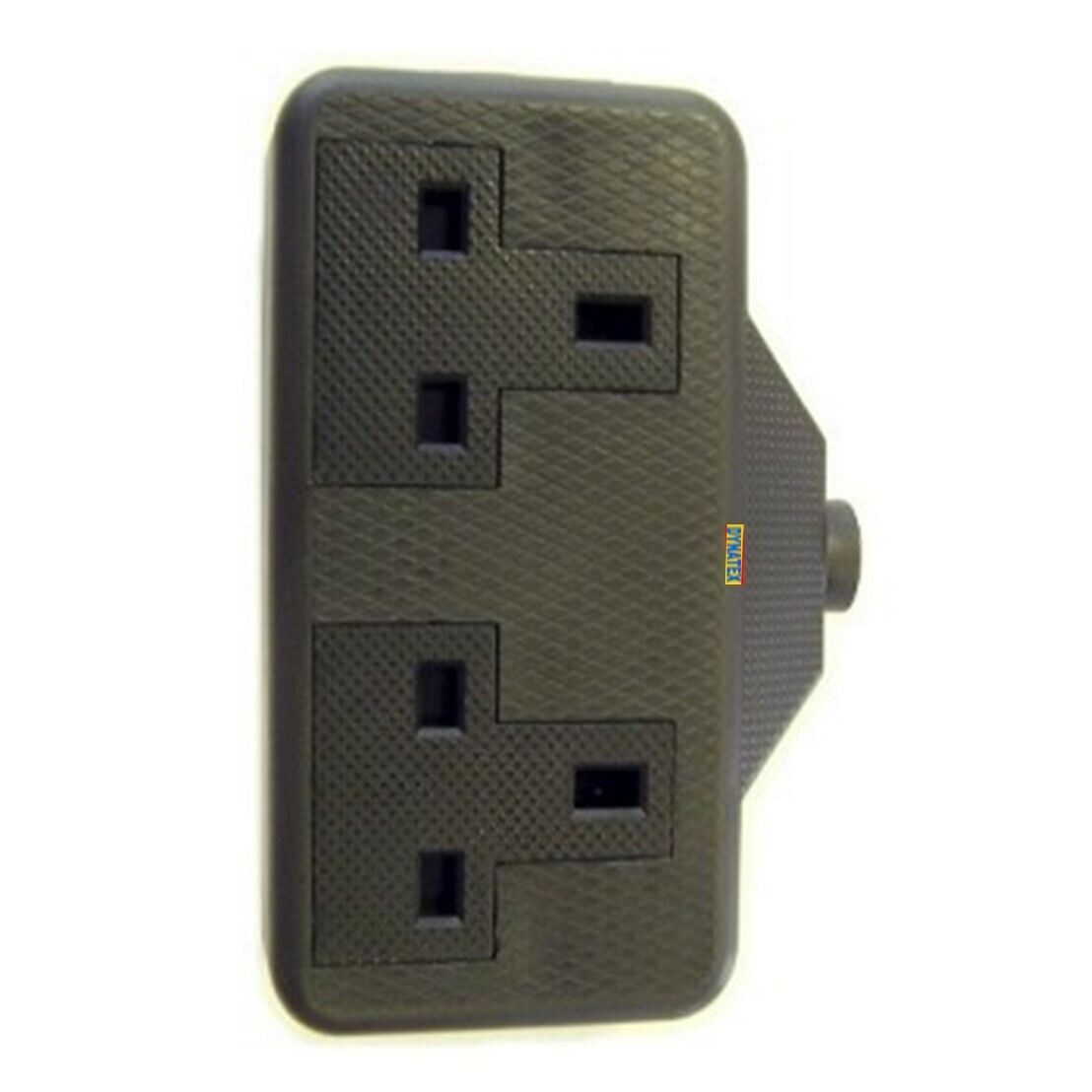 13 Amp Electric Hard Rubber Twin Socket 13A Heavy Duty Mains Electrical 3 Pin 3001064