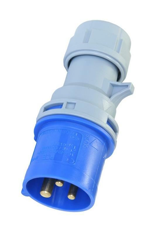 16 Amp PCE Plug Ceeform Male 16A IP44 230v 240v Blue Trailing 16 Amp Hook-up