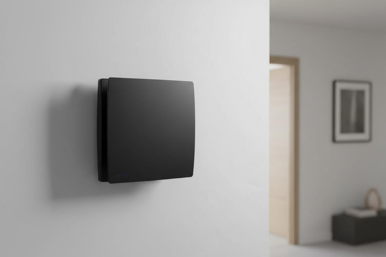 Black Bathroom Extractor Fan 4" Flat Panel Silent Ventilation Timer Wall Ceiling 150459