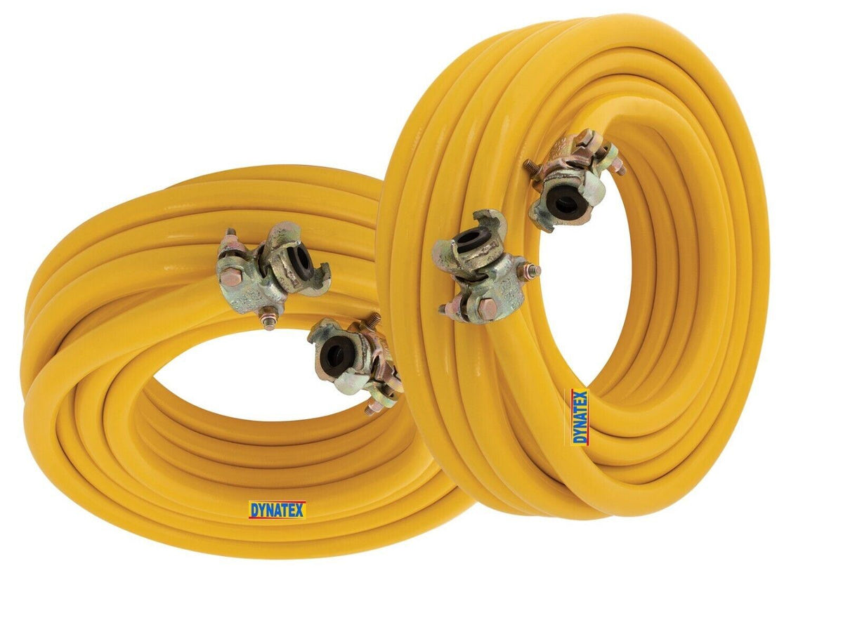 Compressor Air Hose 3/4 Inch 19mm x 15m 50ft 300 PSI 20 Bar Yellow Plant Breaker Quick Release 2001301 2x00Plant Breaker 15 M Meter and Rubber Couplings (50ft) 2001301 2x00