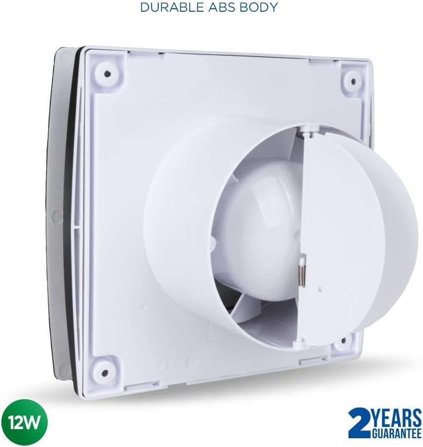 Black Bathroom Extractor Fan 4" Flat Panel Silent Ventilation Timer Wall Ceiling 150459