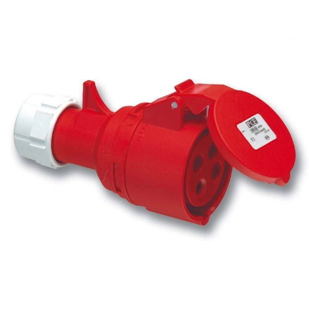 Trailing Socket 415v 32a 4 Pin Red 3 Phase Garage Workshop Site Socket 3001685