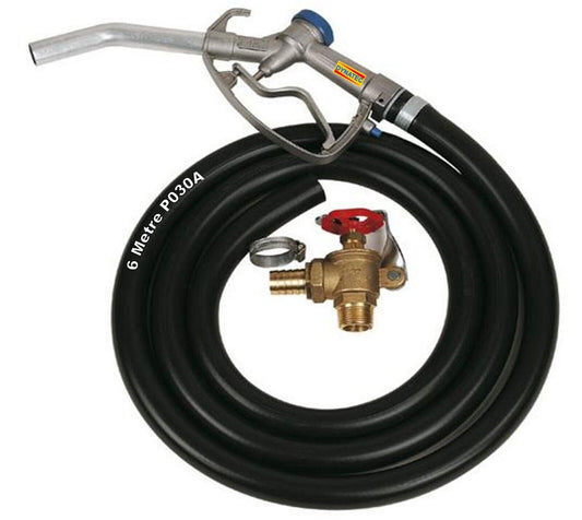Diesel Pump Hose 6M Pipe Oil Fuel Delivery Gun Nozzle Valve Tap Kit Transfer Set 1401023