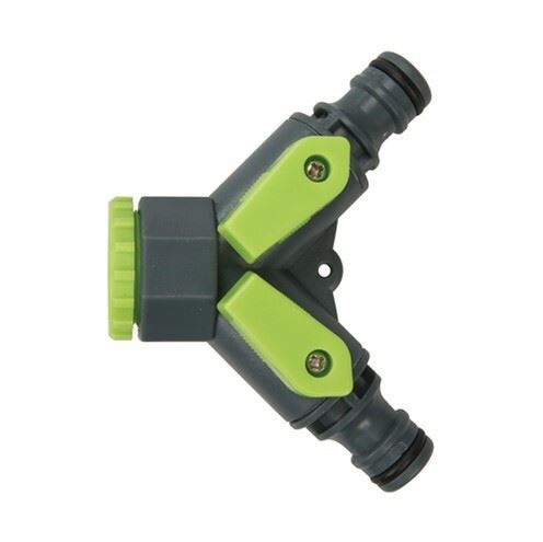 Garden Hose Pipe 2 Way Tap Quick Connector 3/4" BSP to 1/2" Male Shut Off Valve