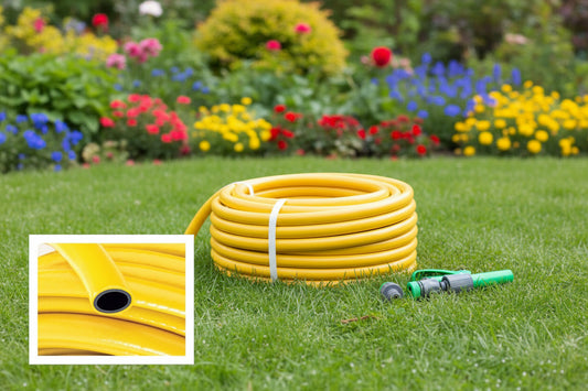 Garden Hose Pipe 15M Spray Nozzle Tap Connector Set Hosepipe Reel 15Metre Yellow 1402754 15x32 1x18