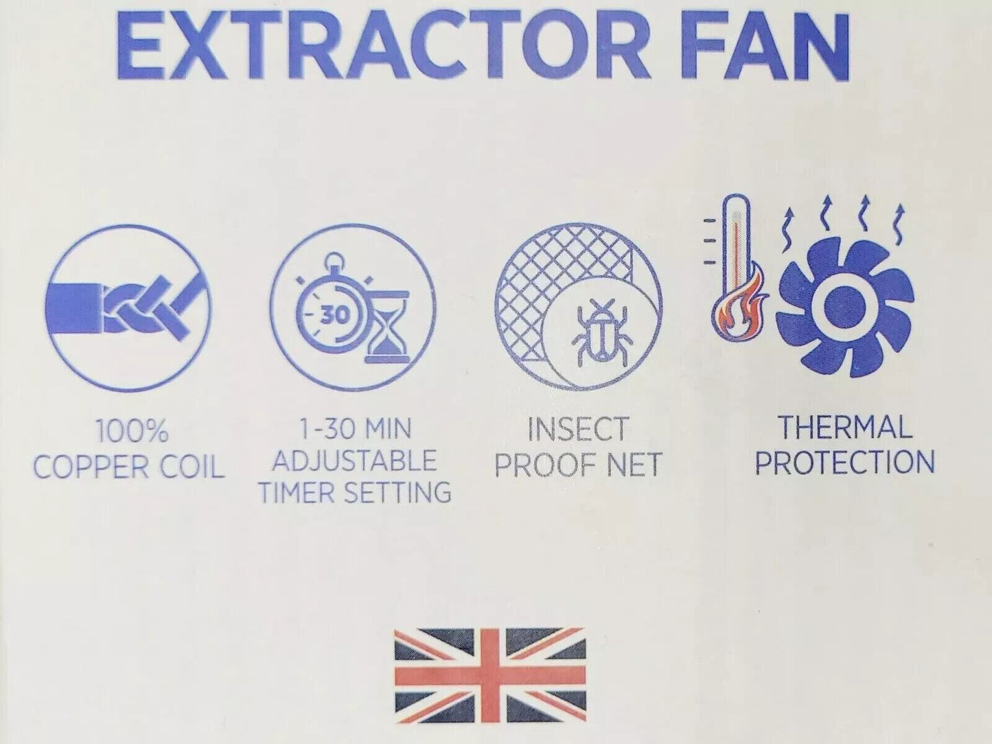 Extractor Fan Timer 100mm 4" Led Bathroom Kitchen Toilet White Insect Proof Net 1501460