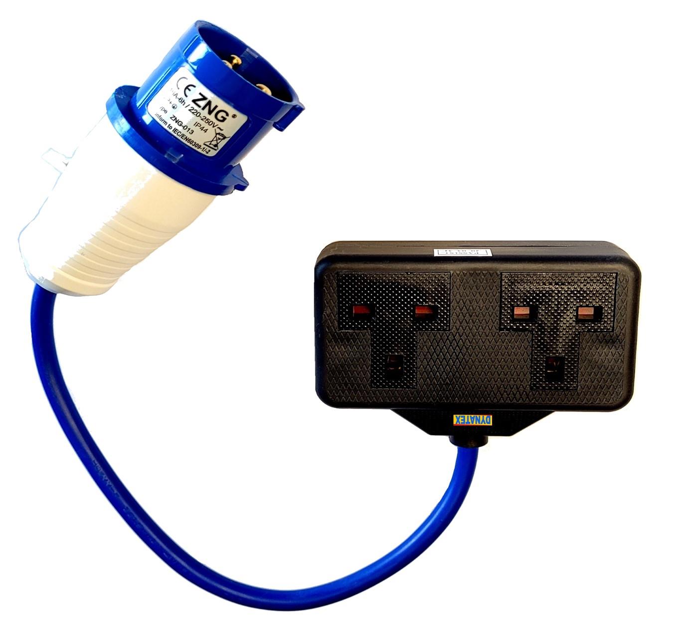 16 Amp Generator Fly Lead Twin 13A Socket Mains Hook Up Caravan Cable 3001286 1x655/404/064