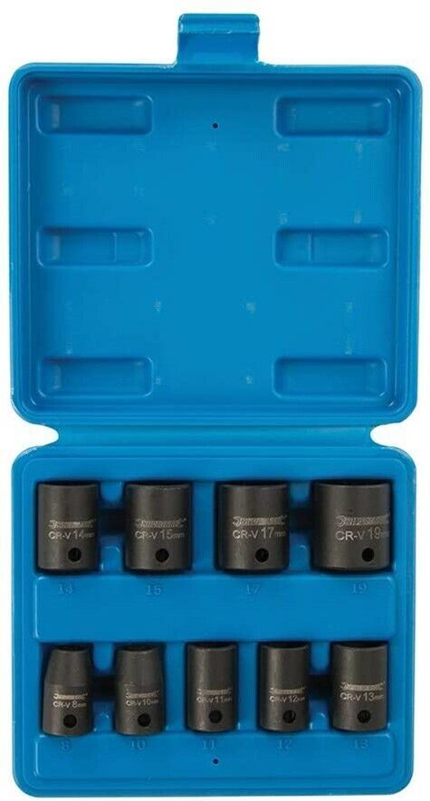 Silverline 566657 Impact Socket Set 3/8" Drive 6 Point Metric 8 - 19mm 9 Piece