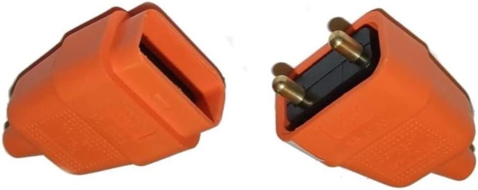 2 Pin Orange Rubber Lawnmower Strimmer Garden Plug Socket Connector 10A Amp 3001087