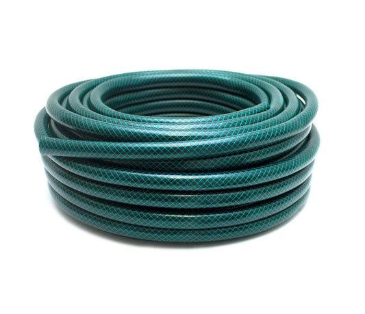 Garden Hose Pipe 15M Reinforced Braided PVC Watering Green Reel 15 Metre 1402740