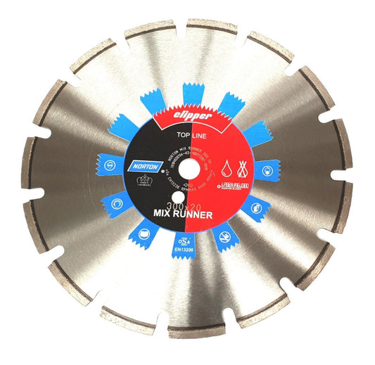 Norton Clipper Diamond Cutting Disc Top Line Mixed Runner  350mm 15'' x 25.4mm 70184620709