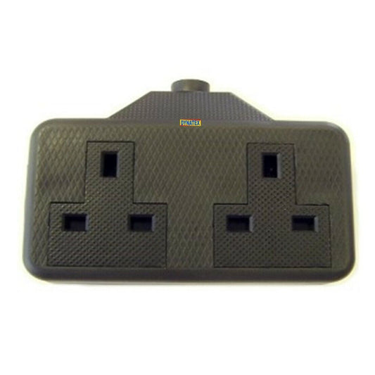 13 Amp Electric Hard Rubber Twin Socket 13A Heavy Duty Mains Electrical 3 Pin 3001064