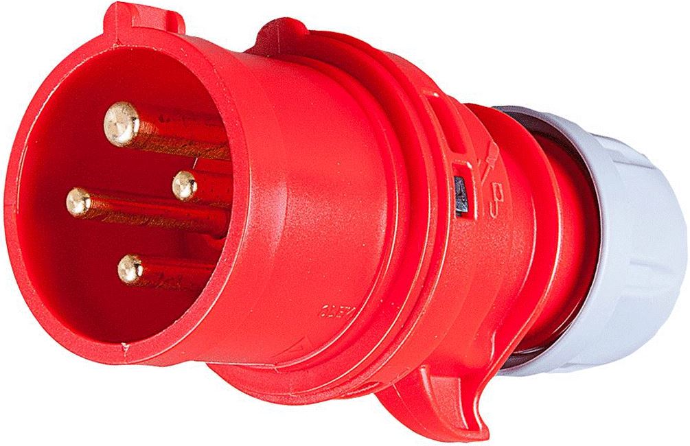16 Amp 4 Pin Plug Male IP44 Connector Trailing 16A Red 400V 400 Volt Twist Lock