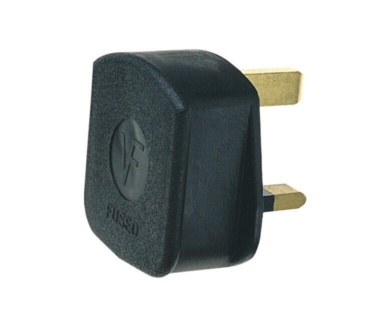 13A Plug For Socket Extension Lead 13 Amp Black Plastic 3 Pin Domestic Appliance 3001081