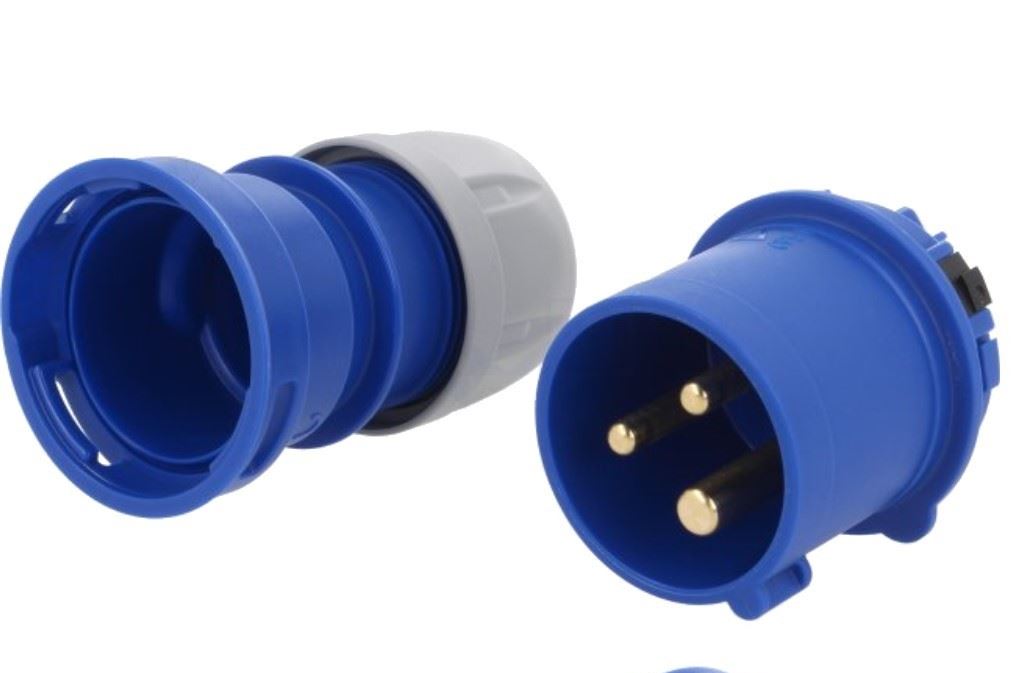 16 Amp PCE Plug Ceeform Male 16A IP44 230v 240v Blue Trailing 16 Amp Hook-up